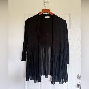 2 for $20 sale: Pebble and Stone black mixed open cardigan pleated chiffon - S